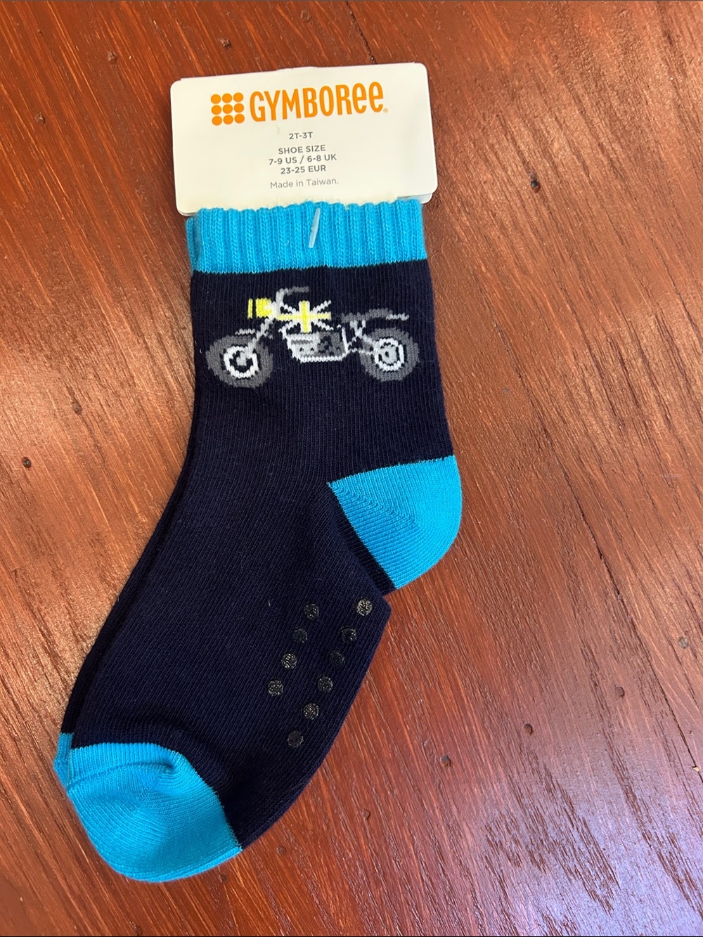 Gymboree Navy and Bright Blue Motorcycle Grip Sock